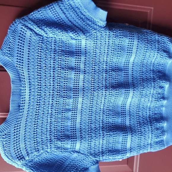 Nanette Lepore Textured Blue Cardigan with Subtle Pink Accents - Picture 9 of 10